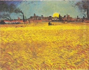 Summer Evening, Wheatfield with Setting sun