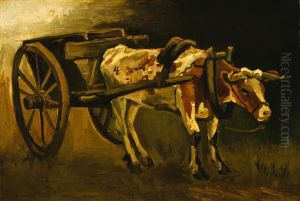 Cart With Red And White Ox