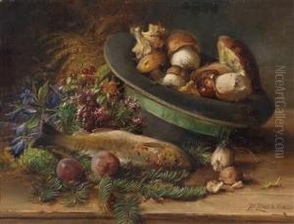 Autumnal Stilllife With Mushrooms And Fish - view 1