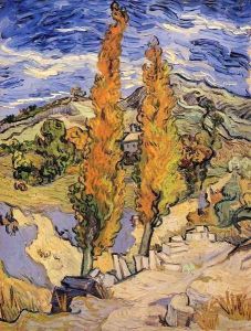 Two Poplars On A Road Through The Hills by Vincent Van Gogh