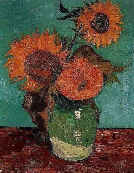 Three Sunflowers In A Vase - view 1