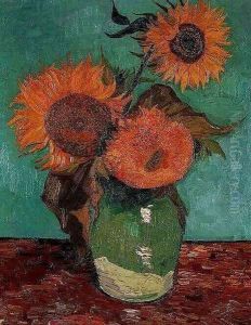 Three Sunflowers In A Vase by Vincent Van Gogh