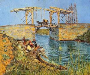 The Langlois Bridge at Arles with Women Washing by Vincent Van Gogh