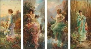 Le Retour - Chutes D'eau Dans Les Alpes - Edelweiss by Hans Zatzka