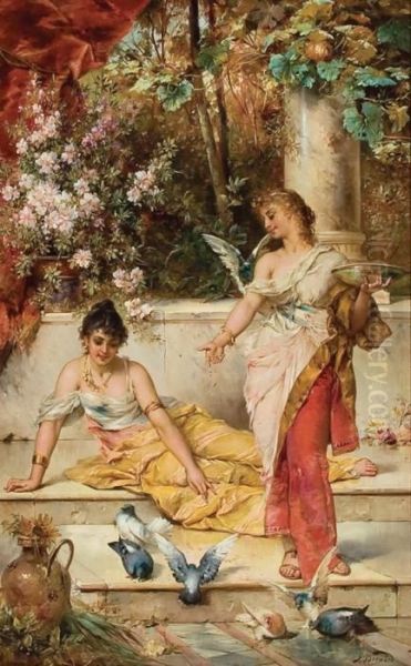 Young Maidens With Doves - view 1