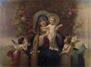Madonna Im Rosenkranz. Um 1880 by Hans Zatzka