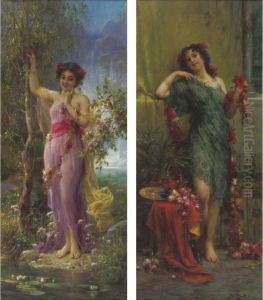 Girls With Garlands Of Flowers: A Pair Girls With Garlands Of Flowers: A Pair