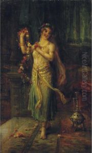 Dancing Girl With Floral Garland