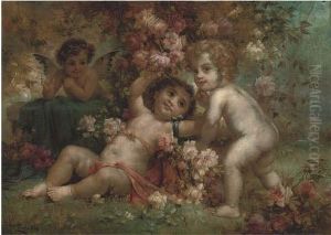 Cherubs Disporting Amongst Spring Blooms