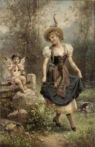 Verliebtes Dirndel (in Love) by Hans Zatzka