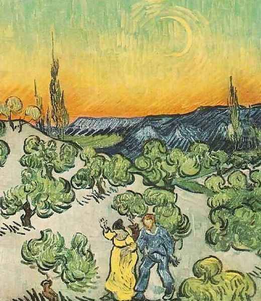 Landscape With Couple Walking And Crescent Moon - view 1