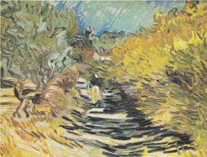 A Road at Saint-Remy with Female Figure by Vincent Van Gogh