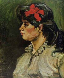 Portrait Of A Woman With Red Ribbon by Vincent Van Gogh