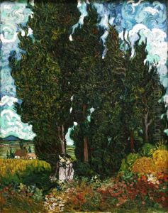 Cypresses With Two Female Figures