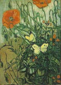 Poppies And Butterflies by Vincent Van Gogh