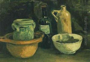 Still Life With Pottery And Two Bottles