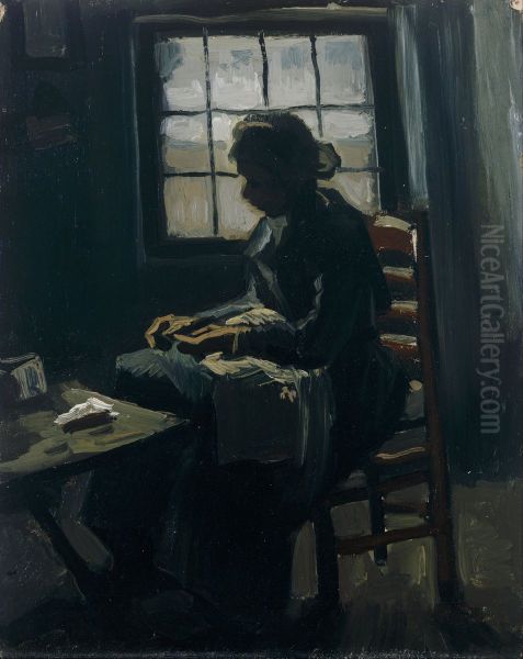 Woman Sewing - view 1