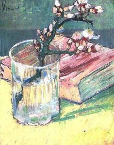 Blossoming Almond Branch In A Glass With A by Vincent Van Gogh