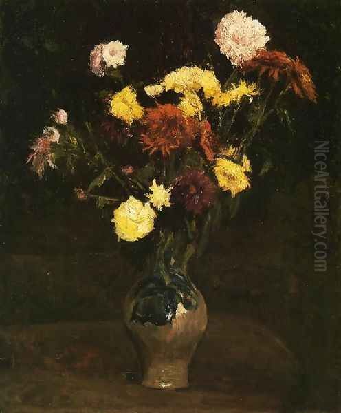 Basket of Carnations and Zinnias - view 1