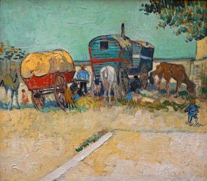 Encampment Of Gypsies With Caravans