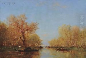 Gondolas On A Lagoon In Autumn