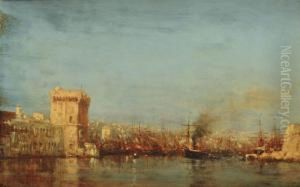 Marseille Harbour by Felix Ziem