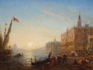 Embarquement Sur Le Quai Des Esclavons,venise by Felix Ziem
