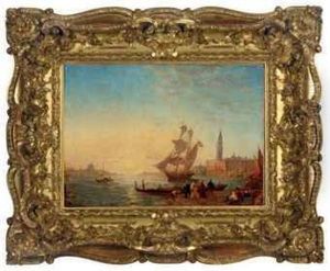 Merchants On The Venetian Lagoon by Felix Ziem