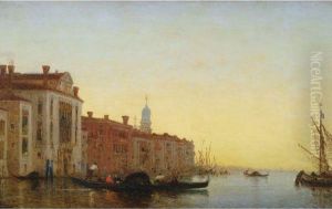 Gondole Traversant L'entree Du Grand Canal by Felix Ziem