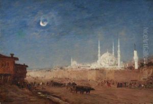 Attelages Devant Sainte-sophie, Constantinople by Felix Ziem