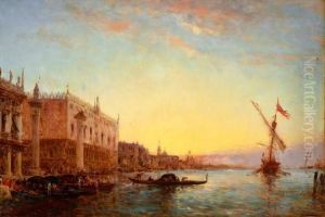 Place Saint Marc, Le Depart De La Gondole by Felix Ziem