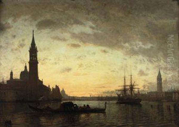 Vue De San Giorgio, Le Soir: View Of The San Giorgo By Night,venice - view 1