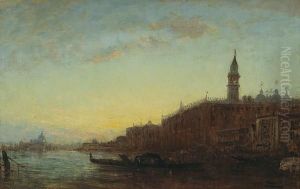 Gondole Quittant Le Quai Des Esclavons,venise by Felix Ziem