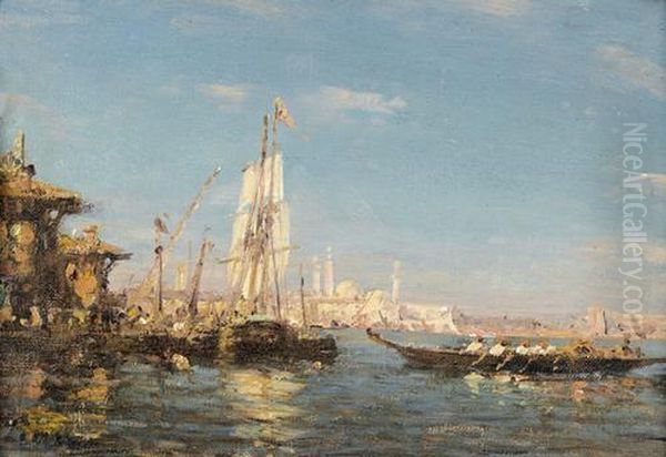 Barke Und Segelboot Vor Konstantinopel. - view 1