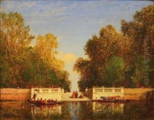 Les Jardins Francais A Venise. by Felix Ziem