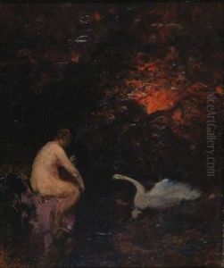 Leda Et Le Cygne by Felix Ziem