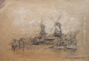 Les Moulins A Rotterdam by Felix Ziem