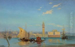 A View Of The Molo And The Palazzo Ducale, Venice by Felix Ziem
