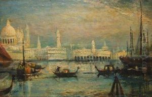 Busy Venetian Scene by Felix Ziem