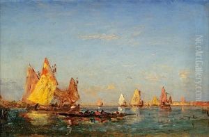 A Gondola And Other Boats In The Venetianlagoon
