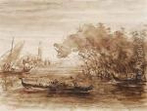 Venise, Gondoles Devant Le Jardin Francais - view 1