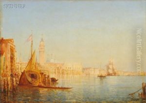 Le Palais Des Doges, Vu Du Canal Della Grazia by Felix Ziem