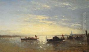 Coucher De Soleil Sur Le Grand Canal by Felix Ziem