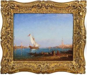 Le Bucentaure Devant L'eglise San Giorgio Maggiore A Venise. by Felix Ziem