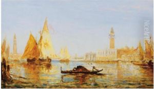Gondole Et Voiliers Sur Le Grand Canal by Felix Ziem
