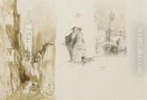 Le Canal Et Le Clocher De 
L'eglise San Giorgio Dei Greci, A Venise, Un Couple Se Promenant Avec Un
 Chien Et Le Pont De La Pieta, Et L'eglise San Giorgio Dei Greci by Felix Ziem