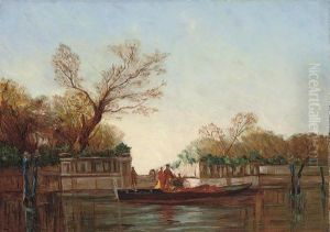 A Gondolier On A Venetian Backwater by Felix Ziem
