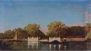 A Gondola At The Jardin Francais, Venice by Felix Ziem