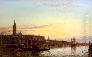 La Gondole, Coucher De Soleil by Felix Ziem