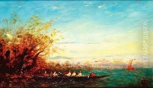 Personnages Sur Une Caique Pres De Constantinople by Felix Ziem